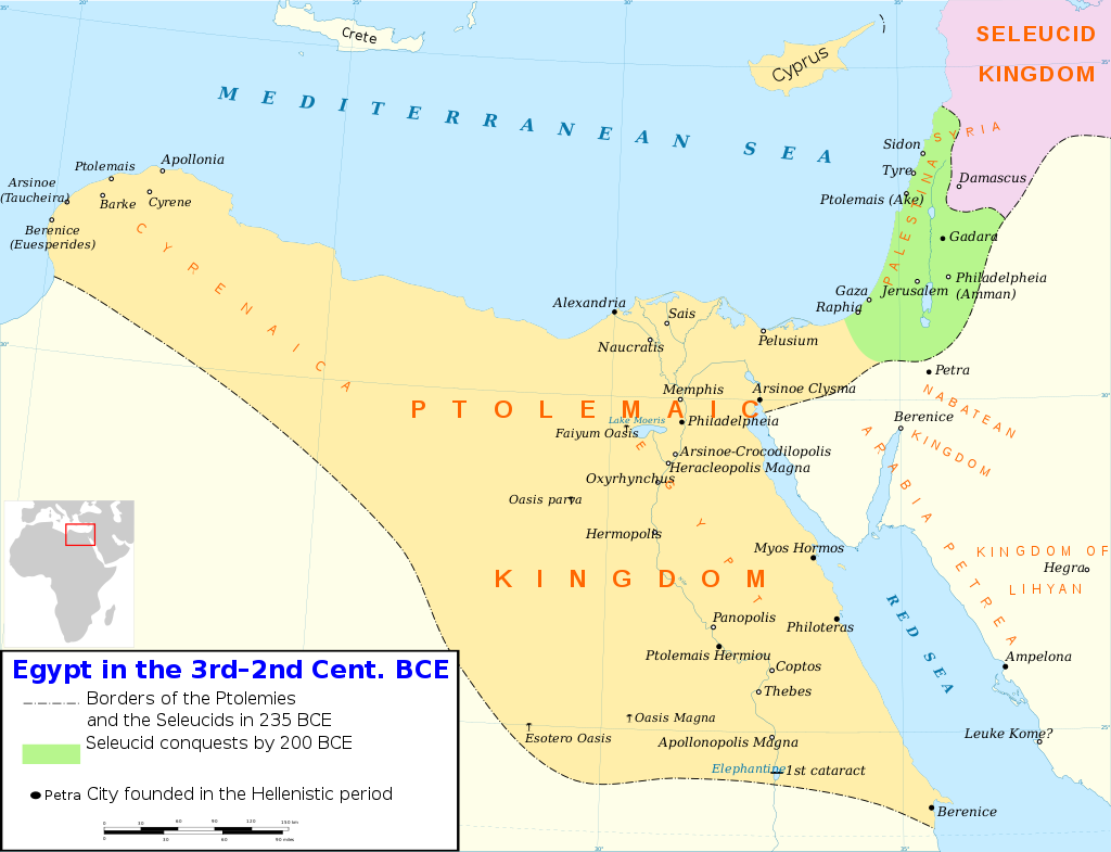 Map of the Ptolemaic Kingdom, Egypt under Greek rule