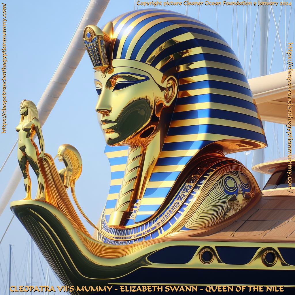 Queen of the Nile, figurehead for the Elizabeth Swann, solar powered zero emission boat
