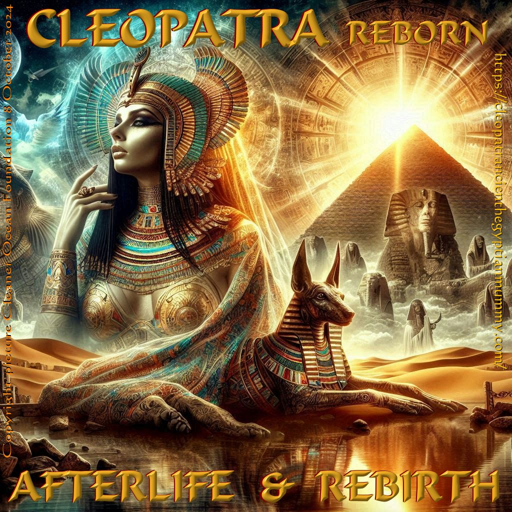 Cleopatra took her own life in 30BC, remained in the afterlife, waiting for rebirth protected by Anubis, then is Reborn into the 21st century after her mummy is recovered by Safiya Sabuka for scientists who have the technology to bring her back to life.