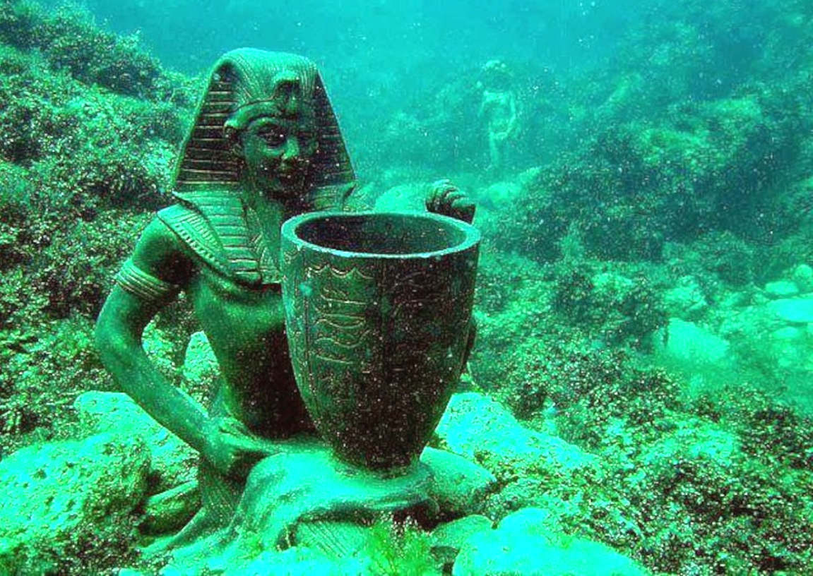 Underwater city of Alexandria, submerged in Mediterranean Sea