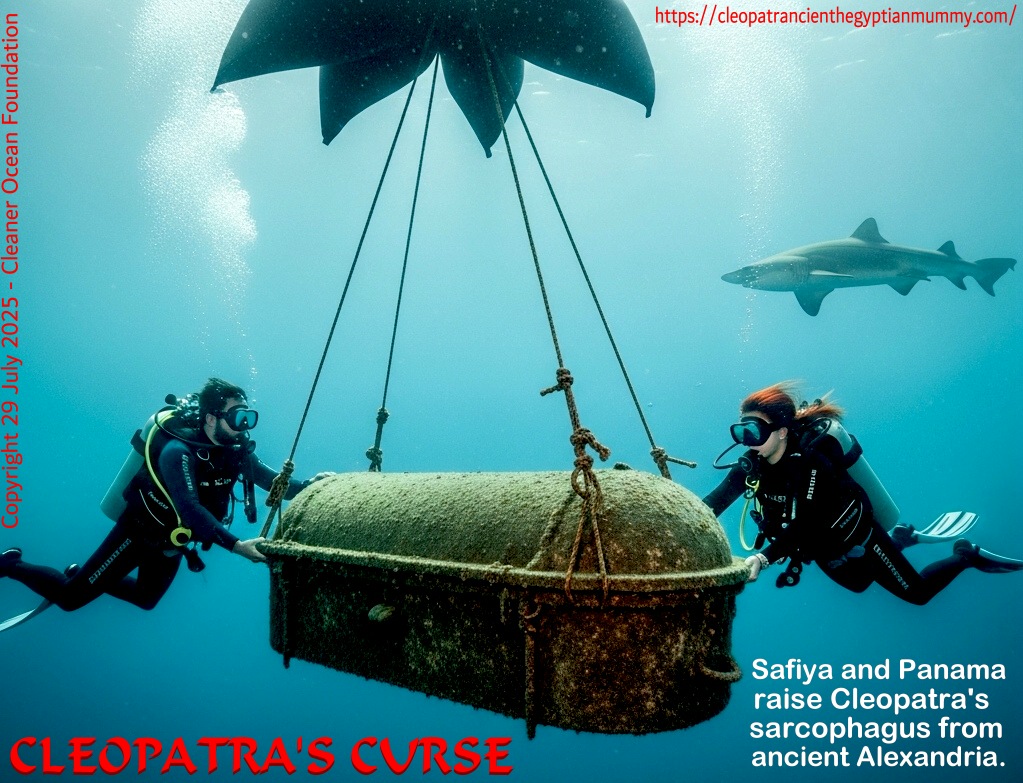 Safiya Sabuka and Panama raise the Nile Queen's sarcophagus from sunken Alexandria.